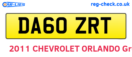 DA60ZRT are the vehicle registration plates.