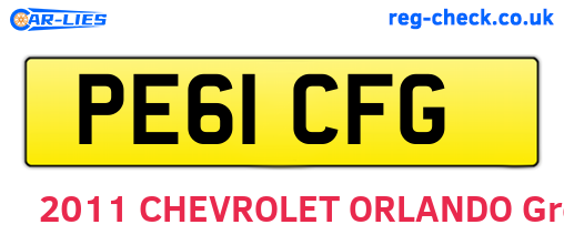 PE61CFG are the vehicle registration plates.