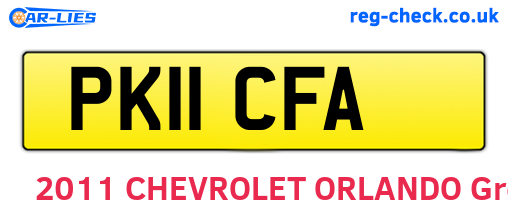 PK11CFA are the vehicle registration plates.