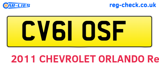 CV61OSF are the vehicle registration plates.