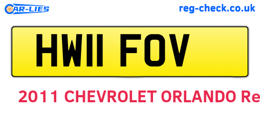 HW11FOV are the vehicle registration plates.