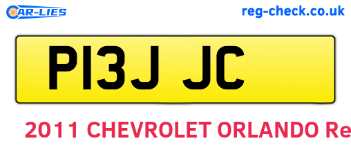 P13JJC are the vehicle registration plates.