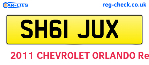 SH61JUX are the vehicle registration plates.