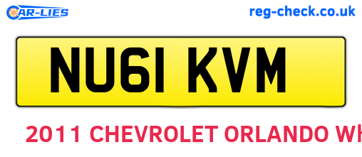 NU61KVM are the vehicle registration plates.
