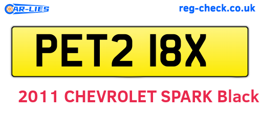 PET218X are the vehicle registration plates.