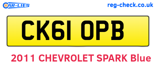 CK61OPB are the vehicle registration plates.