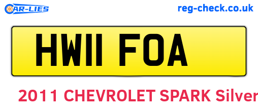 HW11FOA are the vehicle registration plates.
