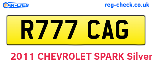 R777CAG are the vehicle registration plates.