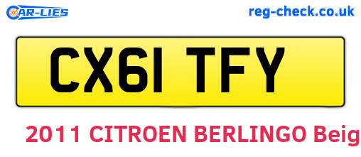 CX61TFY are the vehicle registration plates.