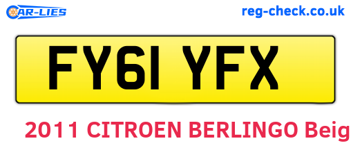 FY61YFX are the vehicle registration plates.