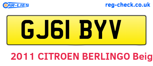 GJ61BYV are the vehicle registration plates.