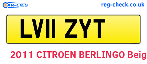 LV11ZYT are the vehicle registration plates.