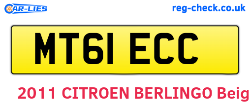 MT61ECC are the vehicle registration plates.