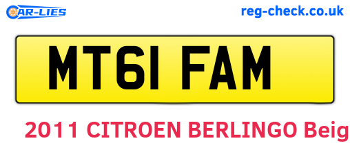 MT61FAM are the vehicle registration plates.