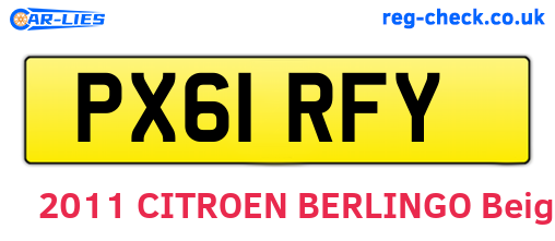 PX61RFY are the vehicle registration plates.