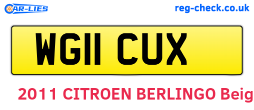 WG11CUX are the vehicle registration plates.