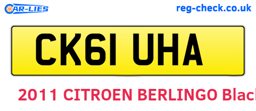 CK61UHA are the vehicle registration plates.