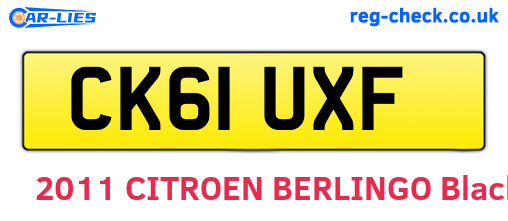 CK61UXF are the vehicle registration plates.