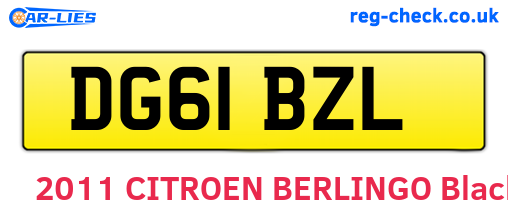DG61BZL are the vehicle registration plates.