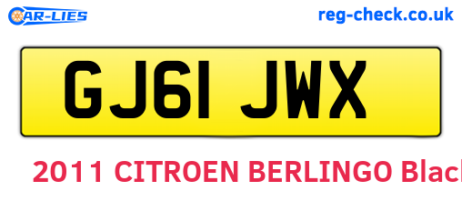 GJ61JWX are the vehicle registration plates.