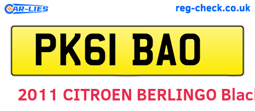 PK61BAO are the vehicle registration plates.
