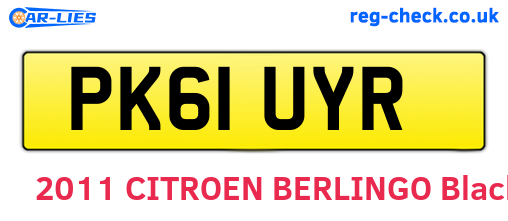 PK61UYR are the vehicle registration plates.