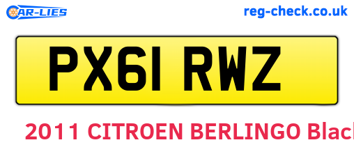 PX61RWZ are the vehicle registration plates.
