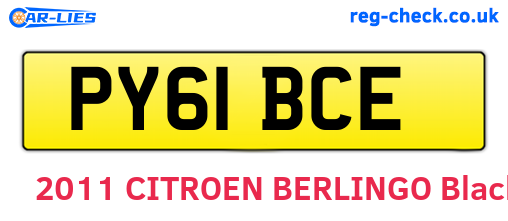 PY61BCE are the vehicle registration plates.