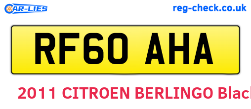 RF60AHA are the vehicle registration plates.