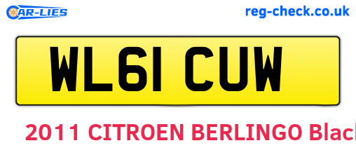 WL61CUW are the vehicle registration plates.