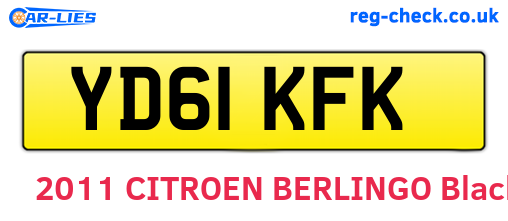 YD61KFK are the vehicle registration plates.