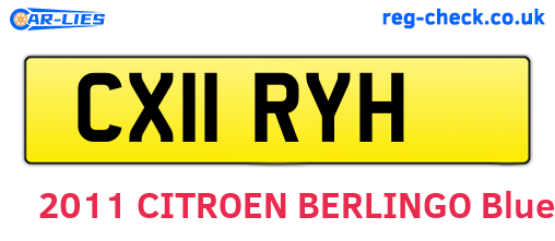 CX11RYH are the vehicle registration plates.