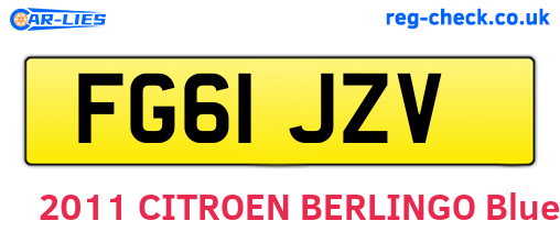 FG61JZV are the vehicle registration plates.