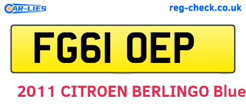 FG61OEP are the vehicle registration plates.