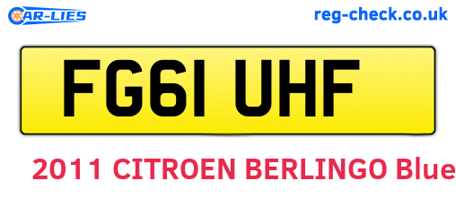 FG61UHF are the vehicle registration plates.