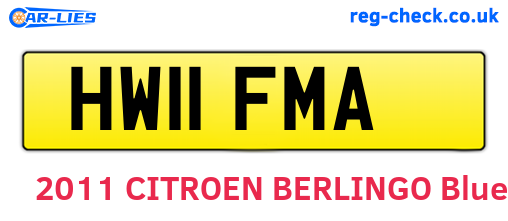 HW11FMA are the vehicle registration plates.
