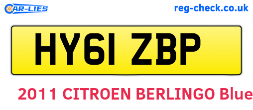 HY61ZBP are the vehicle registration plates.