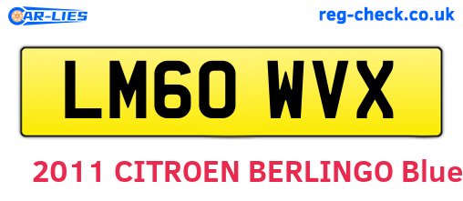 LM60WVX are the vehicle registration plates.