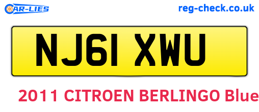 NJ61XWU are the vehicle registration plates.
