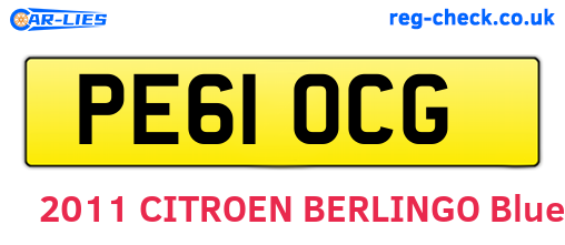 PE61OCG are the vehicle registration plates.