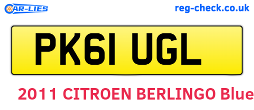 PK61UGL are the vehicle registration plates.