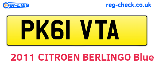 PK61VTA are the vehicle registration plates.