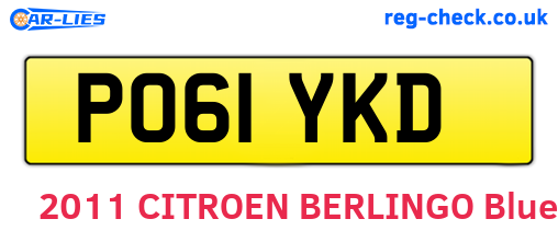 PO61YKD are the vehicle registration plates.