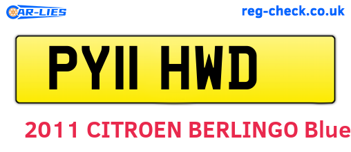 PY11HWD are the vehicle registration plates.