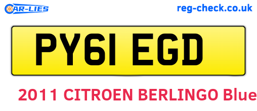 PY61EGD are the vehicle registration plates.