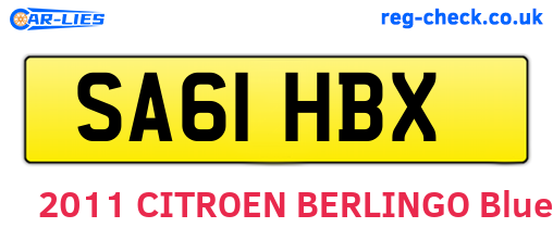 SA61HBX are the vehicle registration plates.
