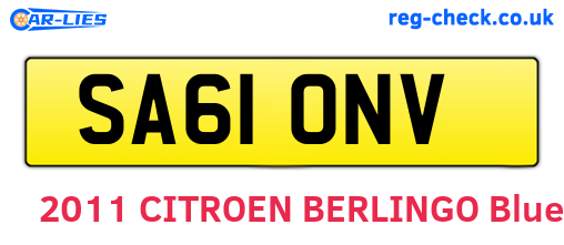SA61ONV are the vehicle registration plates.