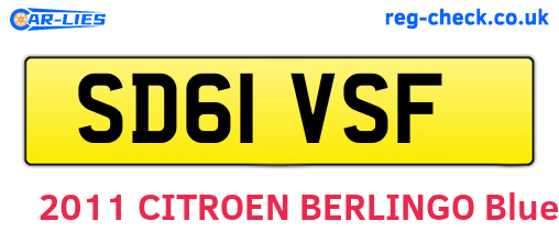 SD61VSF are the vehicle registration plates.