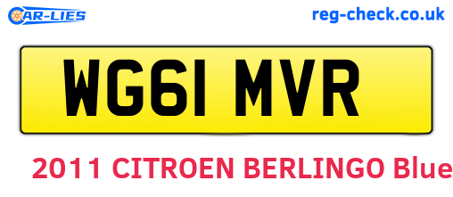 WG61MVR are the vehicle registration plates.
