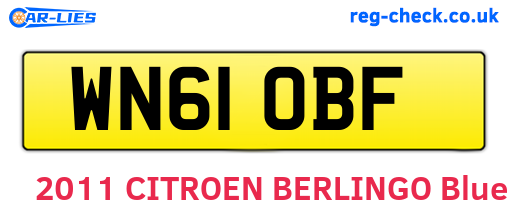 WN61OBF are the vehicle registration plates.